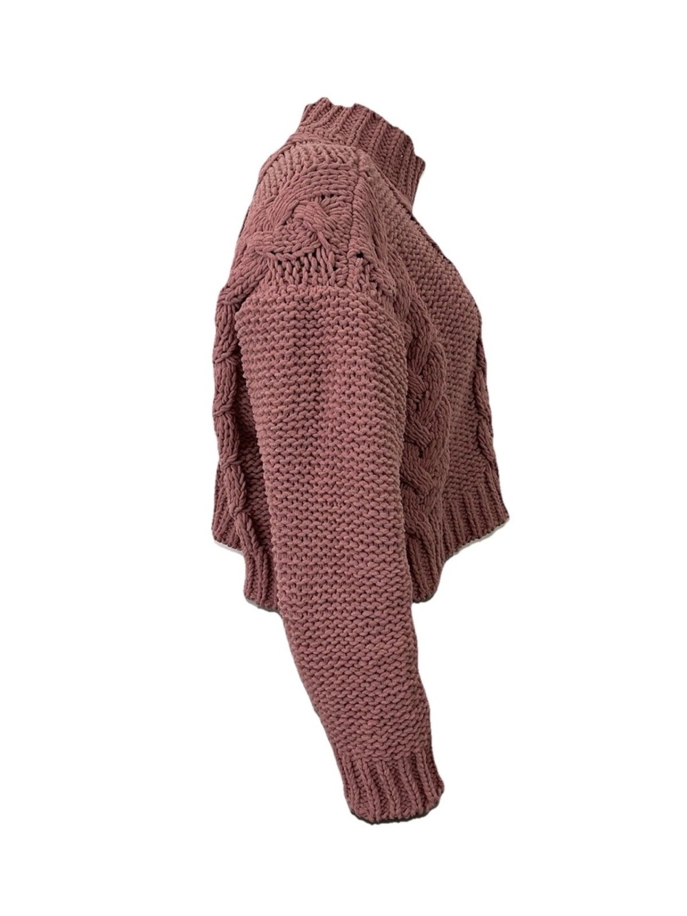 Altar'd State Dusty Rose Cropped Cable Turtleneck Sweater - Picture 2 of 8